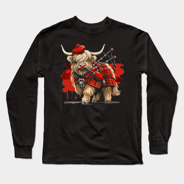 Highland Coo Long Sleeve T-Shirt by DavesTees