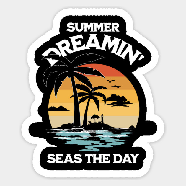 Summer Dreamin' T-Shirt: Island Retreat Design - Retro Vintage Sunset Tee Sticker by Designed By Marty