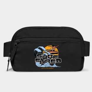 Surf Shred T-Shirt: Surfer with Retro Sunset - Wave Riding Tee Bag