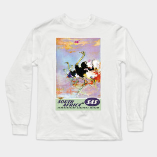 Vintage Travel Poster South Africa by SAS Long Sleeve T-Shirt