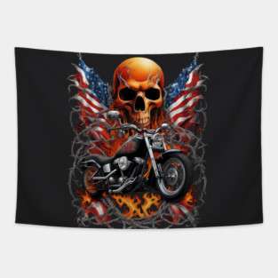 skull, fire, skeleton, halloween, death, flames, skulls, cool, flame, horror, bones, scary, flaming skull, dead, ghost Tapestry