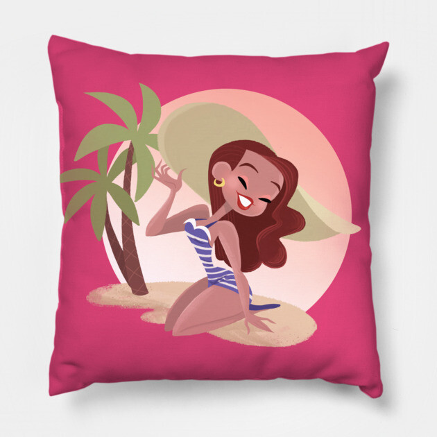 Betty at the Beach! Pillow by JoTheZette