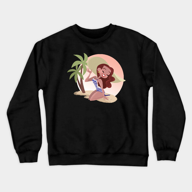 Betty at the Beach! Crewneck Sweatshirt by JoTheZette