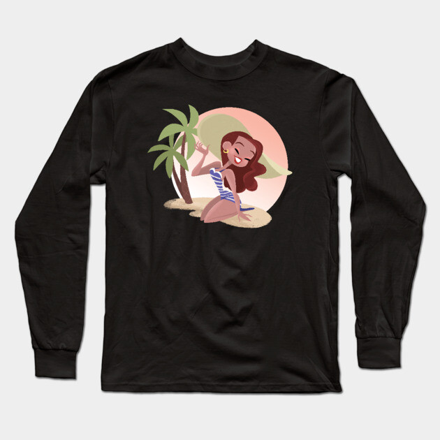Betty at the Beach! Long Sleeve T-Shirt by JoTheZette