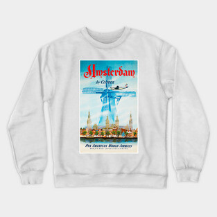 Vintage Travel Poster The Netherlands Amsterdam Crewneck Sweatshirt