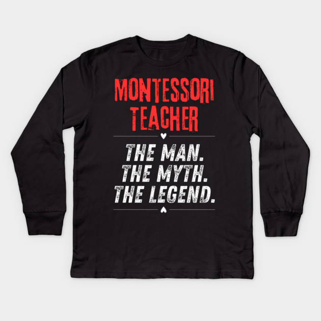 Montessori Teacher Kids Long Sleeve T-Shirt by BlackMeme94