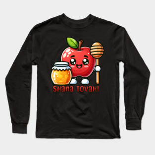 Shana Tova Kawaii Apple and Honey Long Sleeve T-Shirt