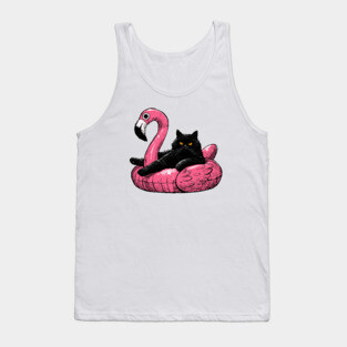Fat Cat On A Flamingo Floatie Tank Top