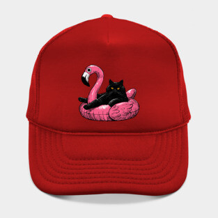 Fat Cat On A Flamingo Floatie Hat