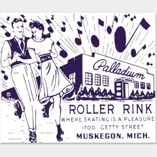 Vintage Roller Skating Muskegon Michigan Posters and Art