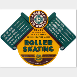 Vintage Roller Skating America On Wheels Posters and Art