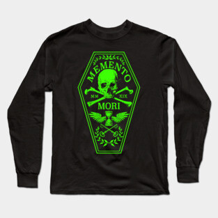 Memento Mori in Green Long Sleeve T-Shirt