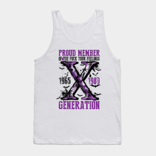 Proud Member Fck Your Feelings Generation, Gen X, Halloween, Gen X, Retro Halloween, Spooky Season Tank Top