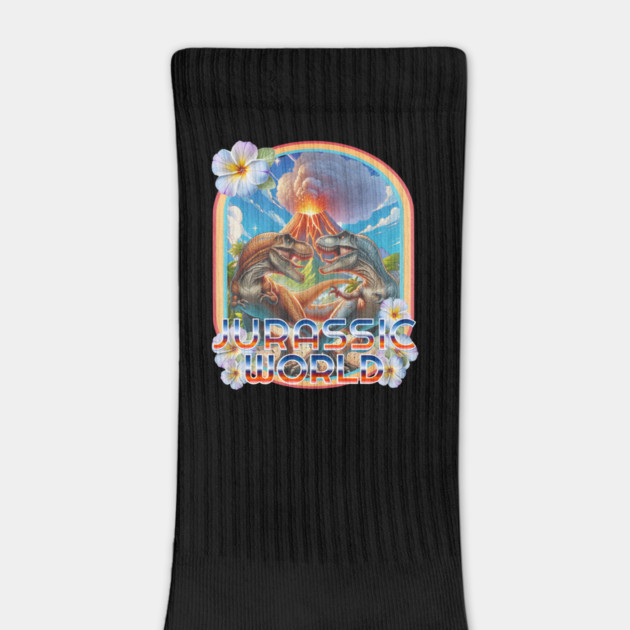 Jurassic Dinos battling with Volcano Erupting Vintage Hawaiian  Style by Joaddo