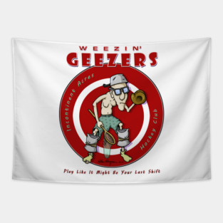 Weezin' Geezers Hockey Club - Goalie Tapestry