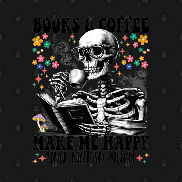 Funny Book and Coffee Skeleton by JessArty