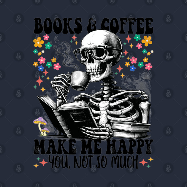 Funny Book and Coffee Skeleton by JessArty