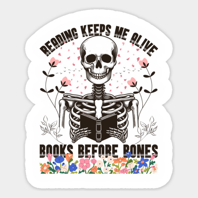 Reader Skeleton Read Books Before Bones Ghost Reading Book Magnet by JessArty