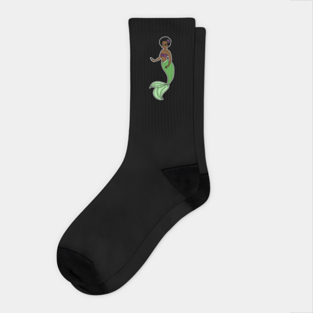 Cute Afro Mermaid Beautiful Black Woman Melanin Socks by logiamerch