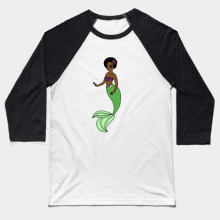 Cute Afro Mermaid Beautiful Black Woman Melanin Baseball T-Shirt