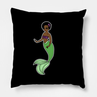 Cute Afro Mermaid Beautiful Black Woman Melanin Pillow