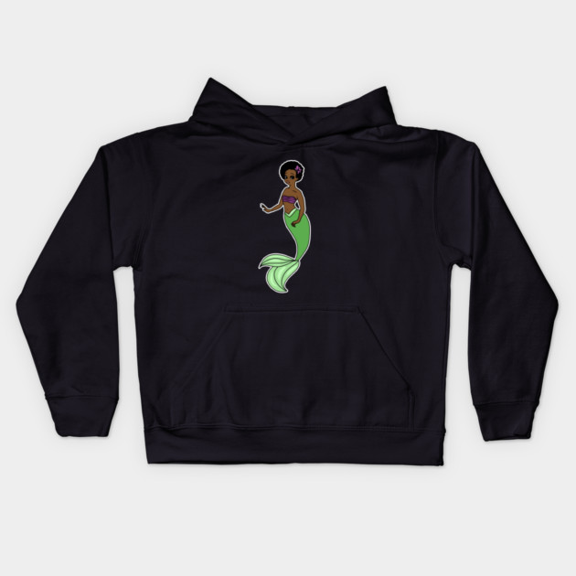 Cute Afro Mermaid Beautiful Black Woman Melanin Kids Hoodie by logiamerch
