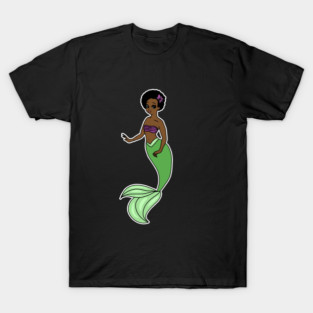 Cute Afro Mermaid Beautiful Black Woman Melanin T-Shirt