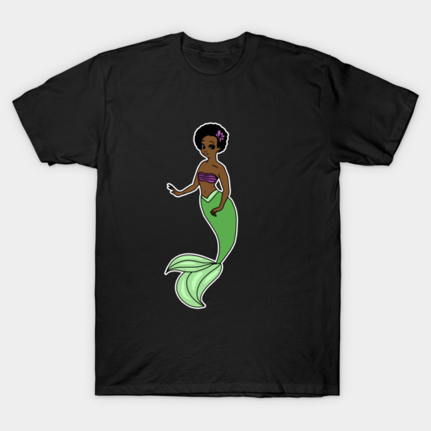 Cute Afro Mermaid Beautiful Black Woman Melanin T-Shirt by logiamerch