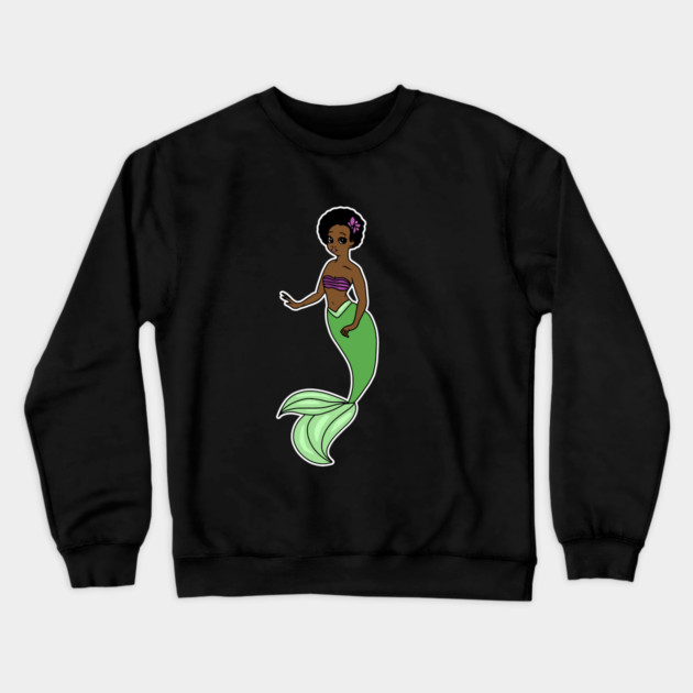 Cute Afro Mermaid Beautiful Black Woman Melanin Crewneck Sweatshirt by logiamerch