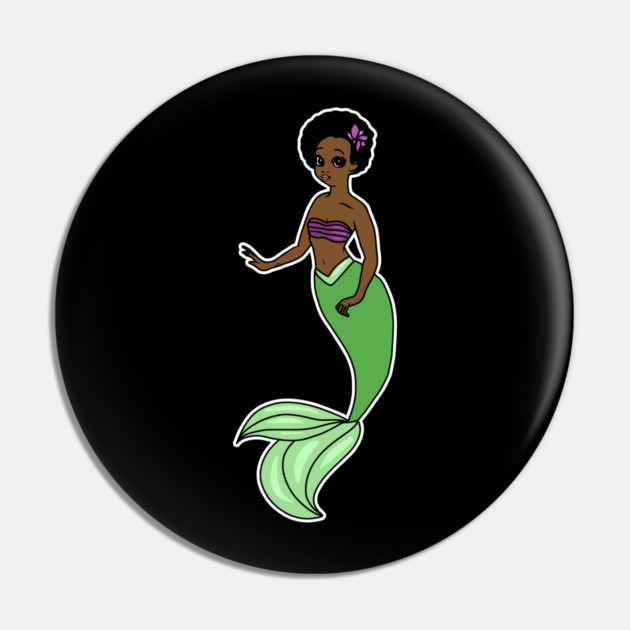 Cute Afro Mermaid Beautiful Black Woman Melanin Pin by logiamerch