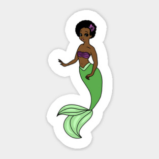 Cute Afro Mermaid Beautiful Black Woman Melanin Sticker