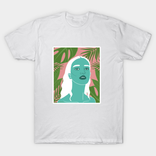Tropical Woman Palm Leaves T-Shirt by logiamerch