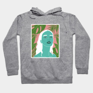Tropical Woman Palm Leaves Hoodie