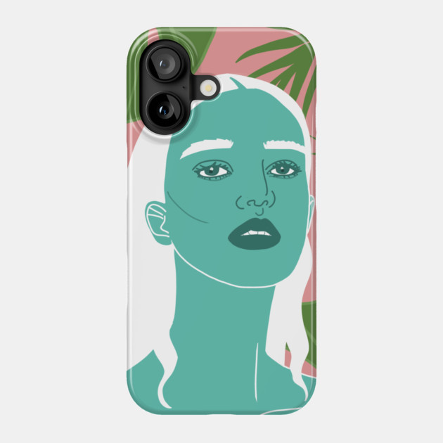 Tropical Woman Palm Leaves Phone Case by logiamerch