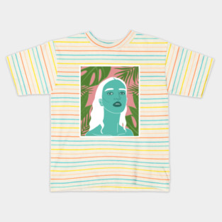 Tropical Woman Palm Leaves Kids T-Shirt