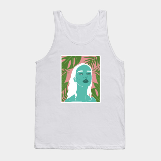 Tropical Woman Palm Leaves Tank Top by logiamerch