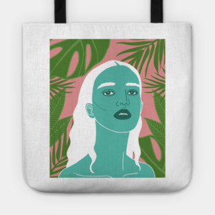 Tropical Woman Palm Leaves Tote