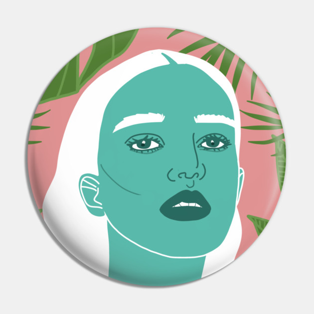 Tropical Woman Palm Leaves Pin by logiamerch