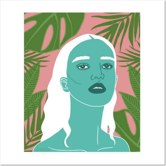 Tropical Woman Palm Leaves Wall Art by logiamerch