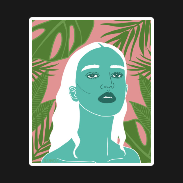 Tropical Woman Palm Leaves by logiamerch