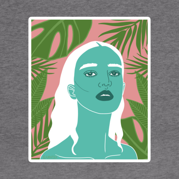 Tropical Woman Palm Leaves by logiamerch
