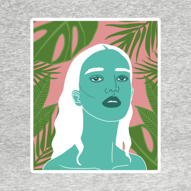 Tropical Woman Palm Leaves by logiamerch