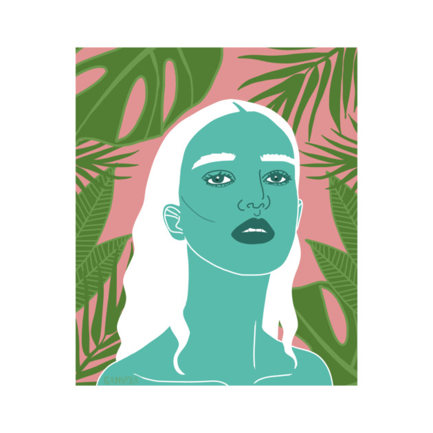 Tropical Woman Palm Leaves by logiamerch