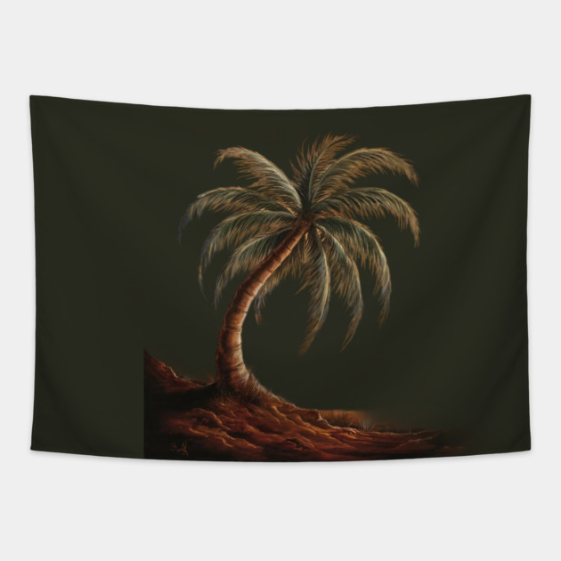 coconut trees beach Tapestry by animegirlnft