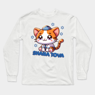 Cute Kitty Shana Tova Long Sleeve T-Shirt