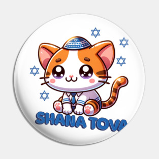 Cute Kitty Shana Tova Pin
