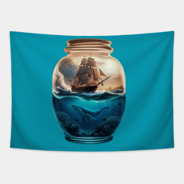 Ship in Jar Tapestry by animegirlnft