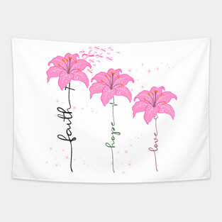 Breast Cancer Awareness Faith Hope Love Tapestry