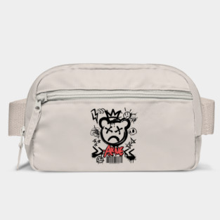 Alone Crowned Teddy Bear T-Shirt: Graffiti Style with Y2K Elements - Urban Art Tee Bag