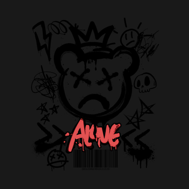 Alone Crowned Teddy Bear T-Shirt: Graffiti Style with Y2K Elements - Urban Art Tee by Designed By Marty